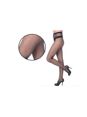GOLDSTONE HOSIERY - Women's Fishnet Tights With Studs BLACK