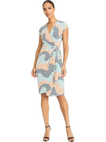 MAGGY LONDON - V-Neck Wrap Dress CREAM TEAL