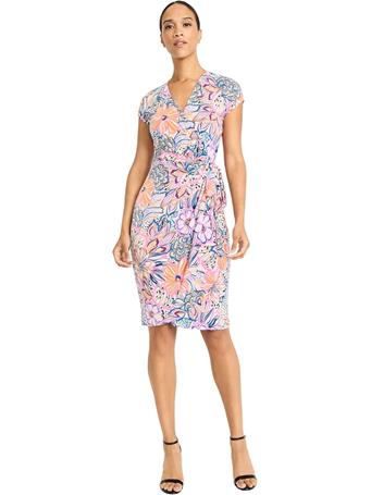 MAGGY LONDON - V-Neck Wrap Dress IVORY/PINK