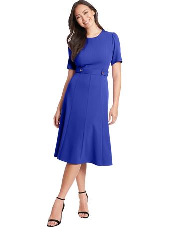 LONDON TIMES - Fit and Flare Midi Dress COBALT