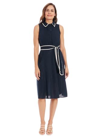 LONDON TIMES - Shirt Dress NAVY/WHITE