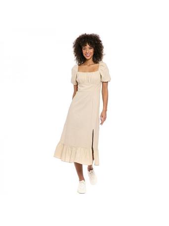 LONDON TIMES - Empire Waist Ruched-Hem Dress PYOT BEIGE