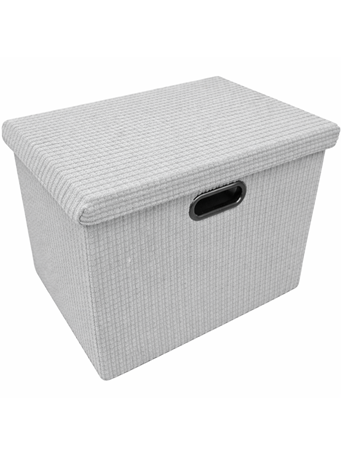 CONTAINED - Velvet Storage Square Box LIGHT GREY