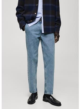 MANGO - Worn Effect Straight Fit Jeans BLUE