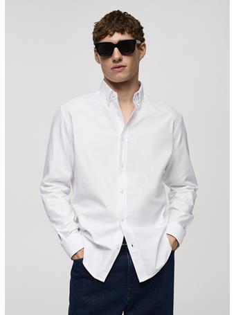 MANGO - Regular Fit Oxford Cotton Shirt WHITE