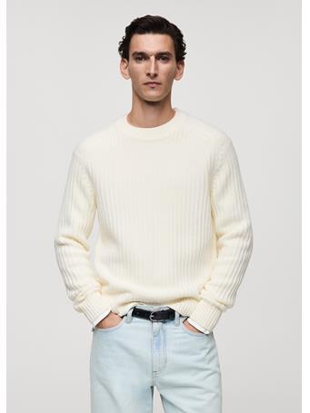 MANGO - Wool-blend Rib-knit Sweater OFF WHITE