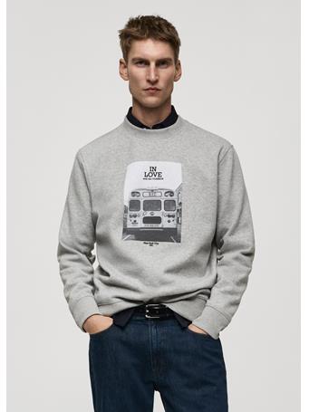 MANGO - Graphic-print Cotton Sweatshirt DK GREY