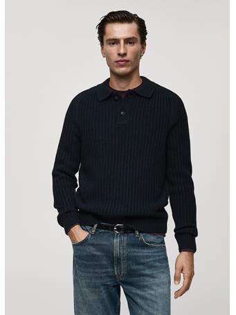 MANGO - Rib-knit Polo-neck Sweater NAVY