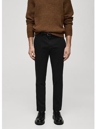 MANGO - Cropped Tapered Chino Trousers BLACK