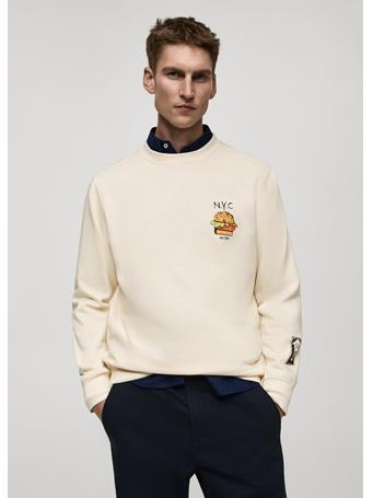 MANGO - Graphic-print Cotton Sweatshirt CREAM
