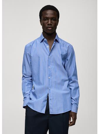 MANGO - 100% Cotton Regular-fit Striped Shirt BLUE
