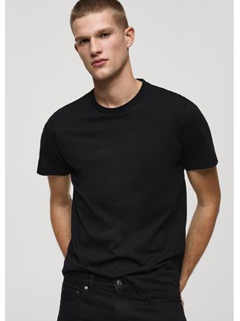 MANGO - 100% Cotton Slim-fit T-shirt BLACK