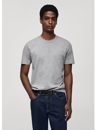 MANGO - 100% Cotton Slim-fit T-shirt LGH GREY