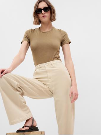 GAP - High Rise Stride Wide-Leg Jeans BEACH PEBBLE