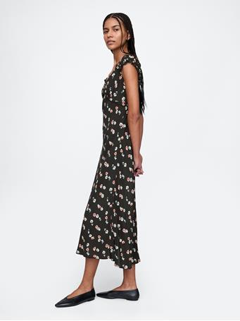 GAP - Sweetheart Crepe Maxi Dress BLACK FLORAL