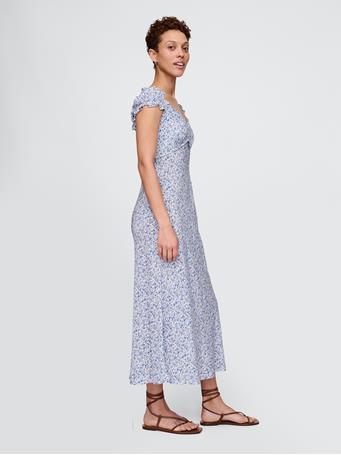 GAP - Crepe Sweetheart Maxi Dress WHITE BLUE FLORAL