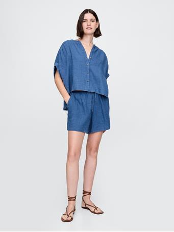 GAP - Crinkle Gauze Denim Shirt MEDIUM WASH
