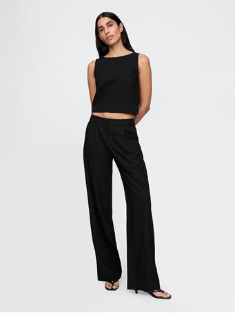 GAP - Linen-Blend Shell Tank Top TRUE BLACK