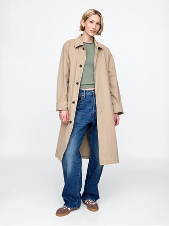 GAP - Modern Rib High Neck Top GREEN STRIPE