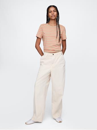 GAP - Organic Cotton Vintage T-Shirt CORAL KHAKI STRIPE