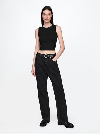 GAP - CloseKnit Jersey Cropped Shell Tank Top BLACK