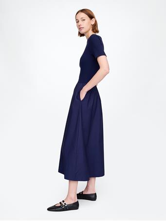 GAP - Mixed Media Modern Rib Maxi Dress NAVY UNIFORM