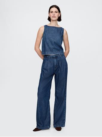 GAP - UltraSoft Denim Cropped Shell Tank MEDIUM WASH