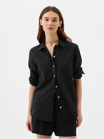 GAP - Linen-Blend Easy Shirt BLACK 1