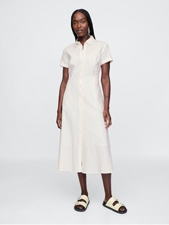 GAP - Linen-blend Maxi Shirt Dress NEW OFF WHITE