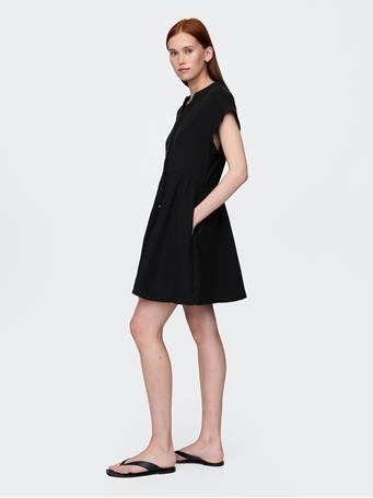GAP - Crinkle Gauze Mini Shirtdress BLACK