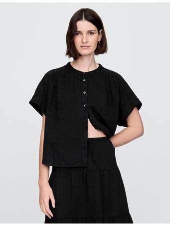 GAP - Crinkle Gauze Dolman Shirt TRUE BLACK