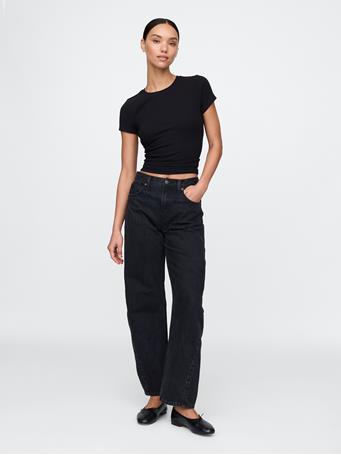 GAP - Modern Rib Cropped T-Shirt BLACK