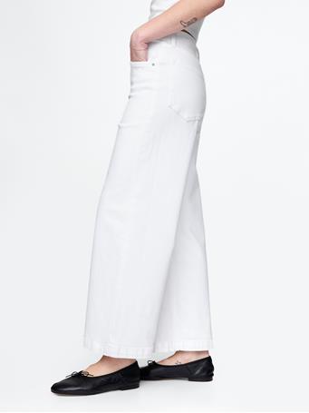 GAP - High Rise Stride Wide-Leg Ankle Jeans OPTIC WHITE V6