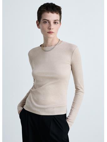 MANGO - Lurex Knitted T-shirt LIGHT BEIGE