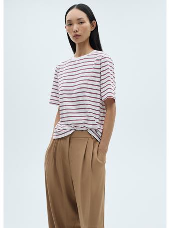 MANGO - 100% Cotton Striped T-shirt NATURAL WHITE