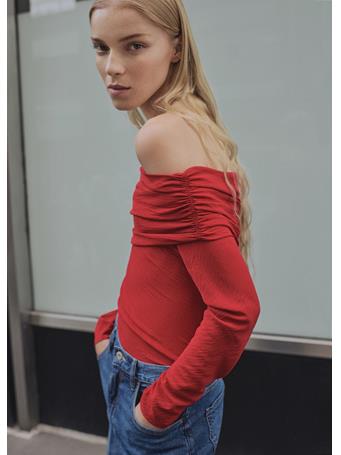 MANGO - Off Shoulders Blouse BRIGHT RED