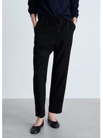 MANGO - Elastic Waist Flowy Trousers BLACK