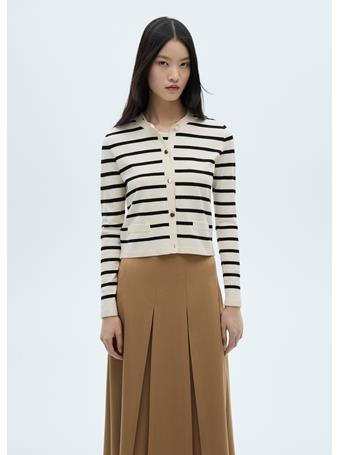 MANGO - Striped Knitted Cardigan BLACK