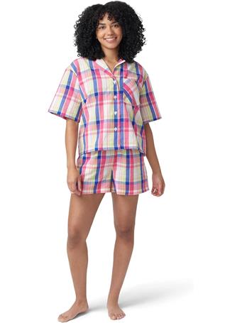 HUE - Seersucker Notch Collar Short Sleeve PJ Set EGRET