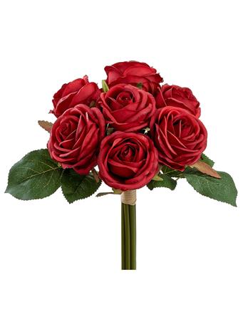ALL STATE FLORAL - 8.5" Silk Rose Flower Bouquet RED