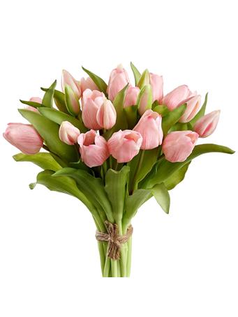 ALL STATE FLORAL - 11.75" Tulip Silk Flower Bouquet PINK CREAM