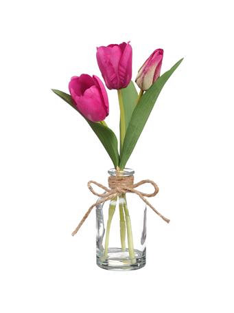ALL STATE FLORAL - 11" Tulip Silk Flower Arrangement With Glass Vase PURPLE