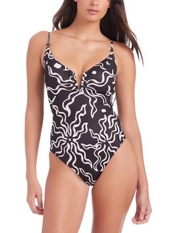 SANCTUARY CLOTHING - Beach Conversations Plunge One Piece Swimsuit BLACK