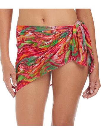SANCTUARY CLOTHING - Reading Between The Lines Printed Mesh Short Pareo Swim Cover-Up MULTI