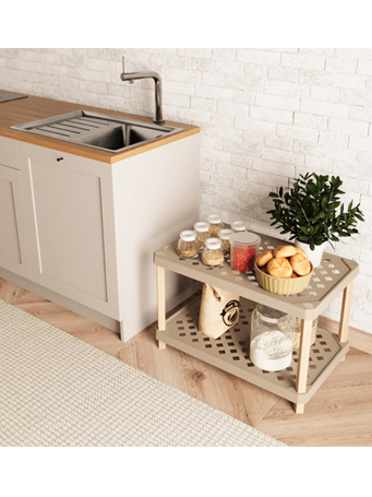 FIXWOOD - Wooden Plastic 2-Shelf Organizer BEIGE