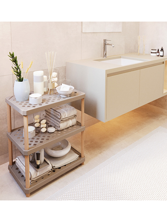 FIXWOOD - Wooden Plastic 3-Shelf Organizer BEIGE