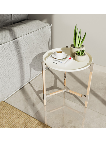 FIXWOOD - Multipurpose Coffee/Tea Table with Tray BEIGE