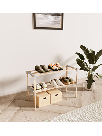 FIXWOOD - Wooden Shoe Rack, 2-Tier BEIGE