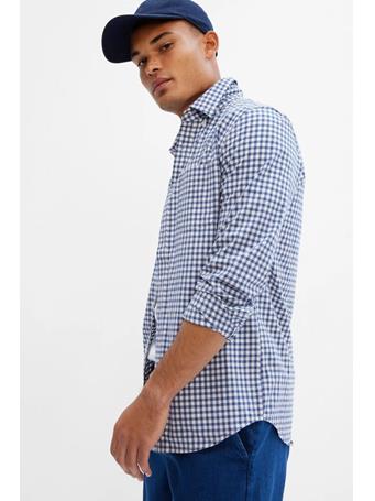 GAP - Stretch Poplin Shirt in Slim Fit DOCKSIDER BLUE GINGHAM