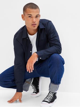 GAP - Stretch Poplin Shirt in Slim Fit TAPESTRY NAVY